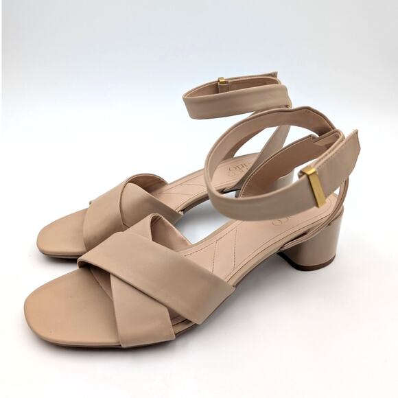 Franco Sarto Noel Open Toe Block Heel Strappy Sandals Tan Size US8.5M EU39 - Picture 1 of 10